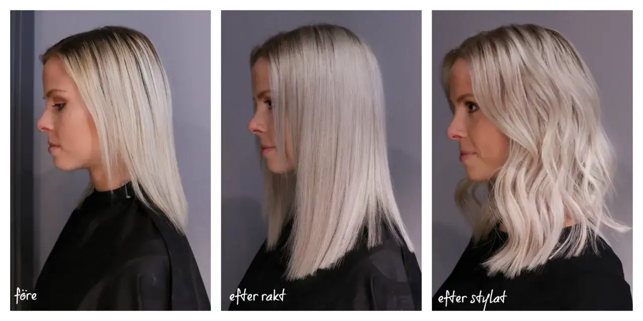 F&ouml;re och efter styling av tunt h&aring;r. Fr&aring;n rakt till volumin&ouml;sa v&aring;gor.